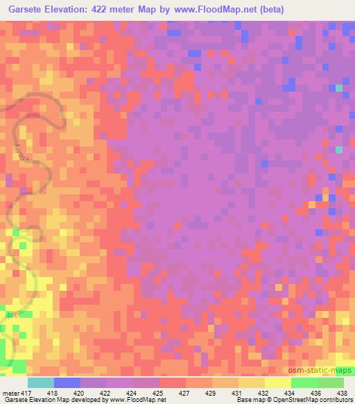 Garsete,Ethiopia Elevation Map