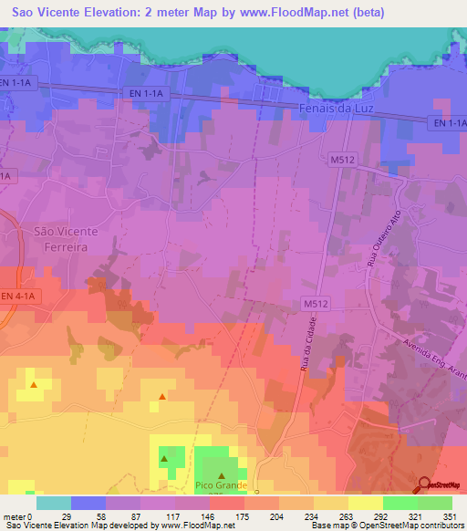 Sao Vicente,Portugal Elevation Map