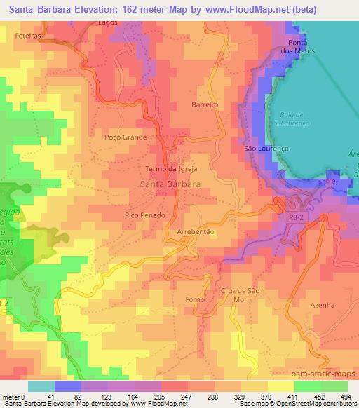 Santa Barbara,Portugal Elevation Map