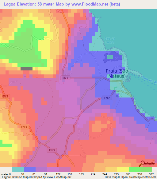 Lagoa,Portugal Elevation Map