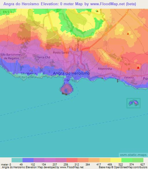 Angra do Heroismo,Portugal Elevation Map