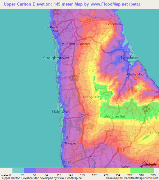 Upper Carlton,Barbados Elevation Map