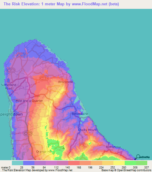 The Risk,Barbados Elevation Map