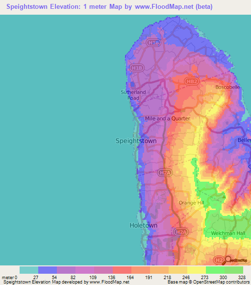 Speightstown,Barbados Elevation Map