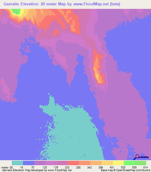 Ganraito,Eritrea Elevation Map