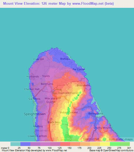 Mount View,Barbados Elevation Map