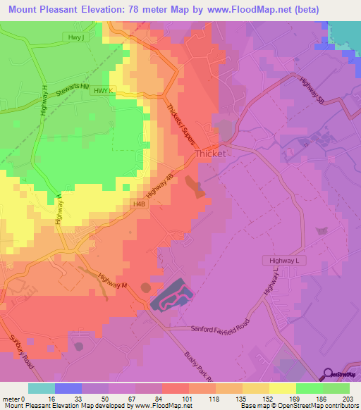 Mount Pleasant,Barbados Elevation Map