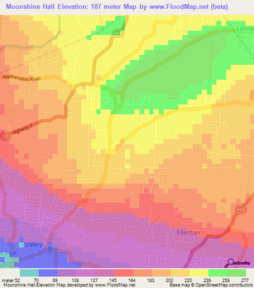 Moonshine Hall,Barbados Elevation Map