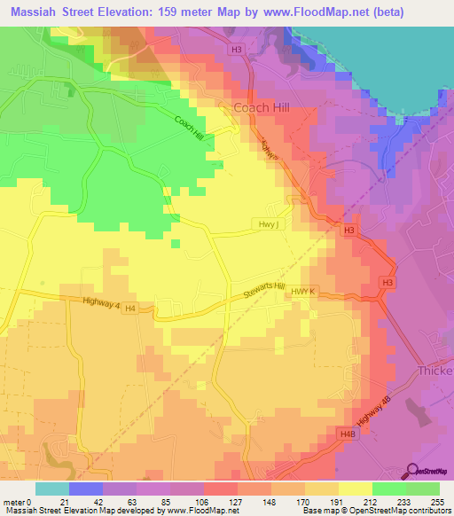 Massiah Street,Barbados Elevation Map
