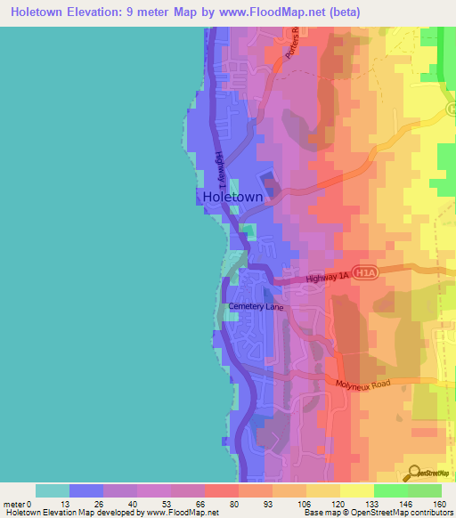 Holetown,Barbados Elevation Map
