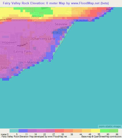 Fairy Valley Rock,Barbados Elevation Map