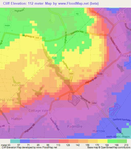 Cliff,Barbados Elevation Map