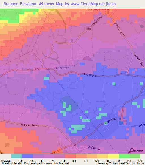 Brereton,Barbados Elevation Map