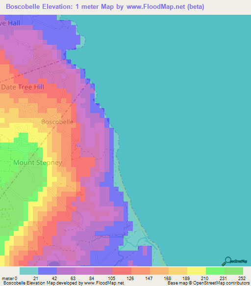 Boscobelle,Barbados Elevation Map