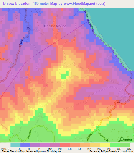 Bissex,Barbados Elevation Map