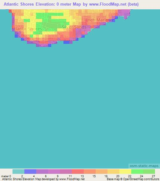 Atlantic Shores,Barbados Elevation Map