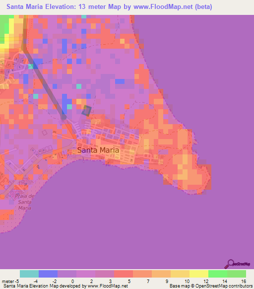 Santa Maria,Cape Verde Elevation Map