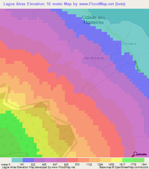 Lagoa Atras,Cape Verde Elevation Map