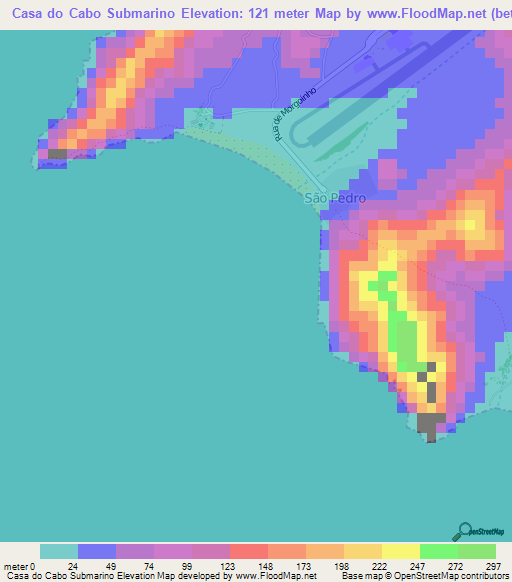 Casa do Cabo Submarino,Cape Verde Elevation Map