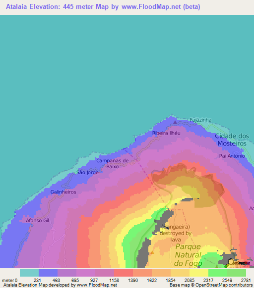 Atalaia,Cape Verde Elevation Map