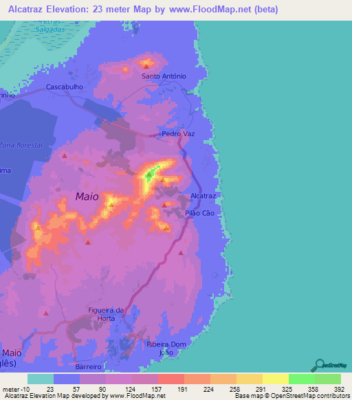 Alcatraz,Cape Verde Elevation Map