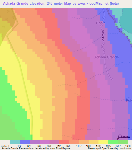 Achada Grande,Cape Verde Elevation Map