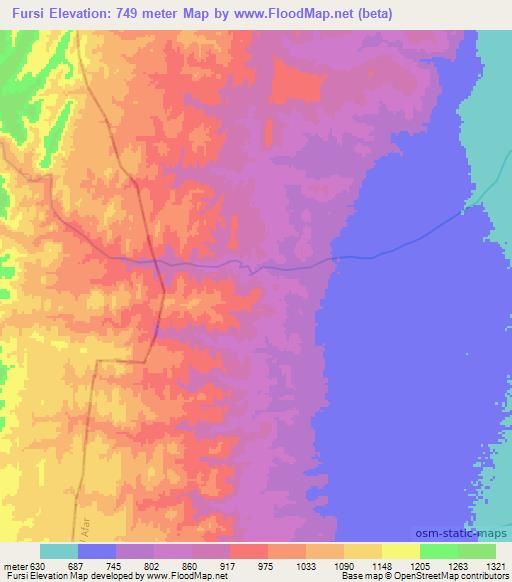 Fursi,Ethiopia Elevation Map