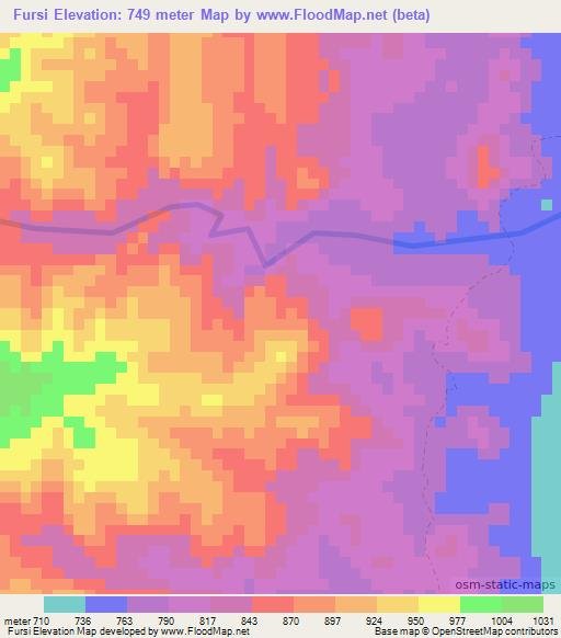 Fursi,Ethiopia Elevation Map