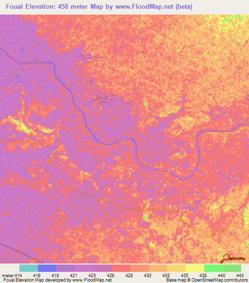 Foual,Ethiopia Elevation Map