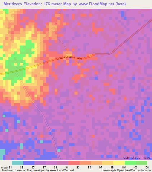 Meritizero,Guyana Elevation Map