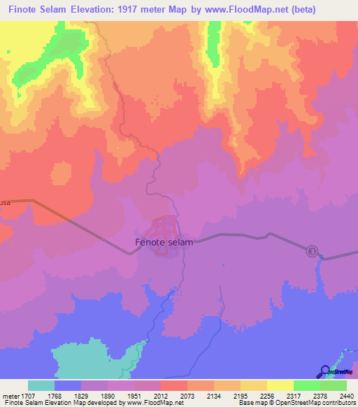 Finote Selam,Ethiopia Elevation Map