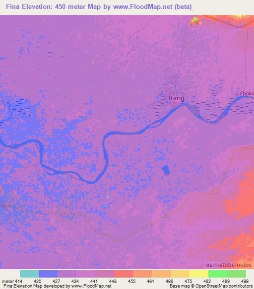 Fina,Ethiopia Elevation Map