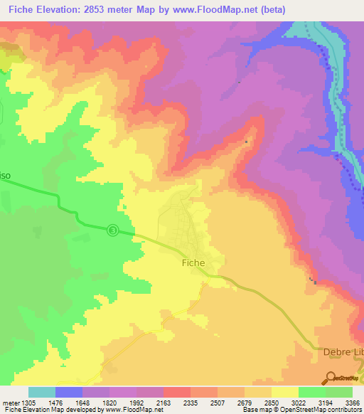 Fiche,Ethiopia Elevation Map