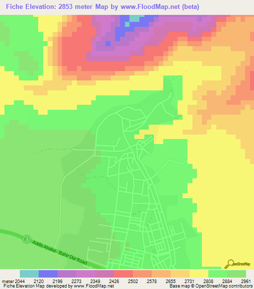 Fiche,Ethiopia Elevation Map