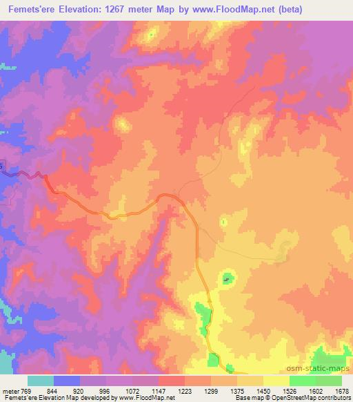 Femets'ere,Ethiopia Elevation Map
