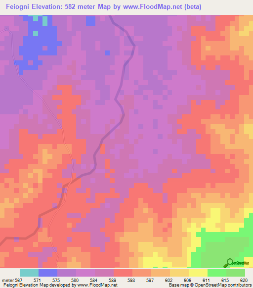 Feiogni,Ethiopia Elevation Map