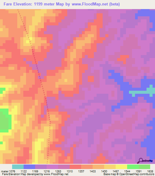 Fare,Ethiopia Elevation Map