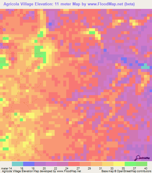 Agricola Village,Guyana Elevation Map