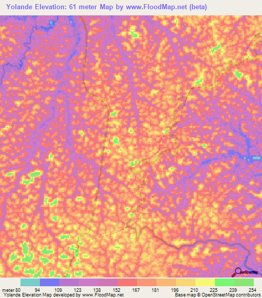 Yolande,French Guiana Elevation Map