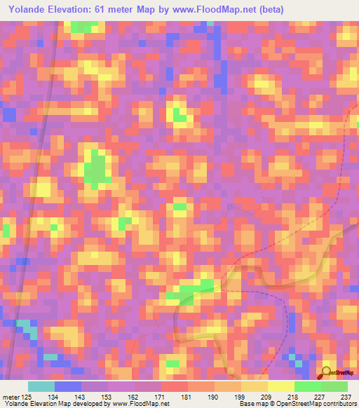 Yolande,French Guiana Elevation Map
