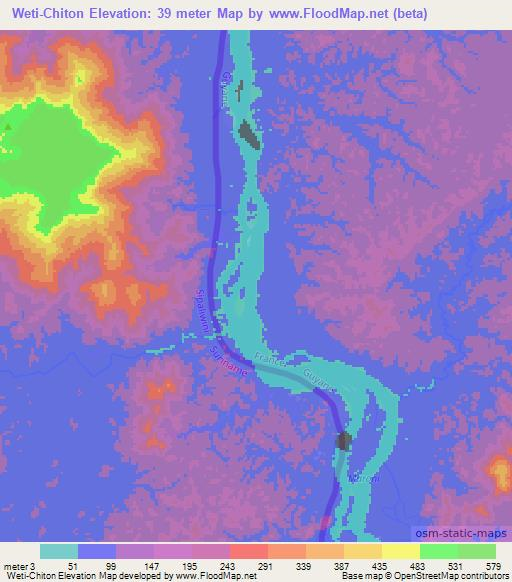 Weti-Chiton,French Guiana Elevation Map