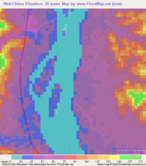 Weti-Chiton,French Guiana Elevation Map