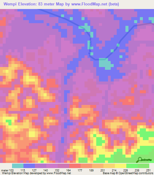 Wempi,French Guiana Elevation Map
