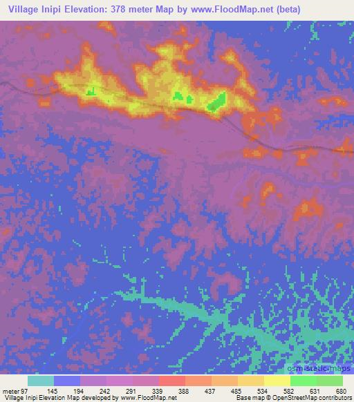 Village Inipi,French Guiana Elevation Map