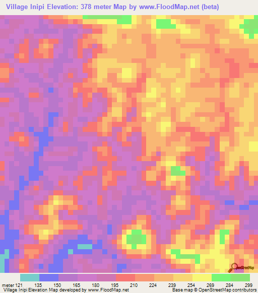 Village Inipi,French Guiana Elevation Map