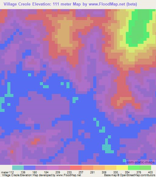 Village Creole,French Guiana Elevation Map