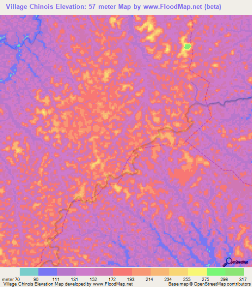 Village Chinois,French Guiana Elevation Map
