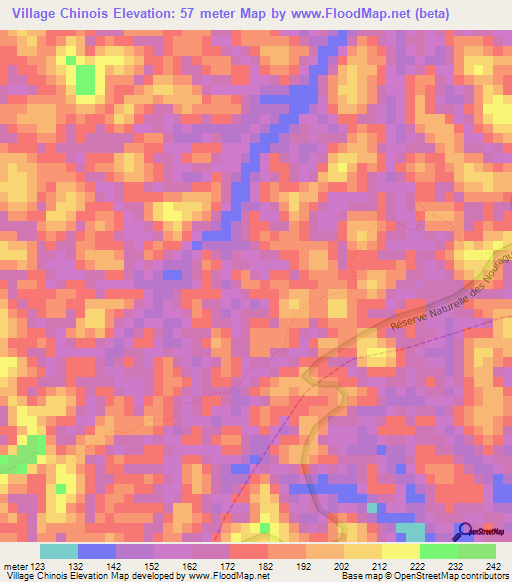 Village Chinois,French Guiana Elevation Map