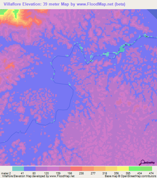 Villaflore,French Guiana Elevation Map