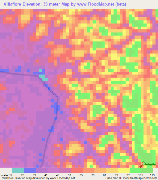 Villaflore,French Guiana Elevation Map